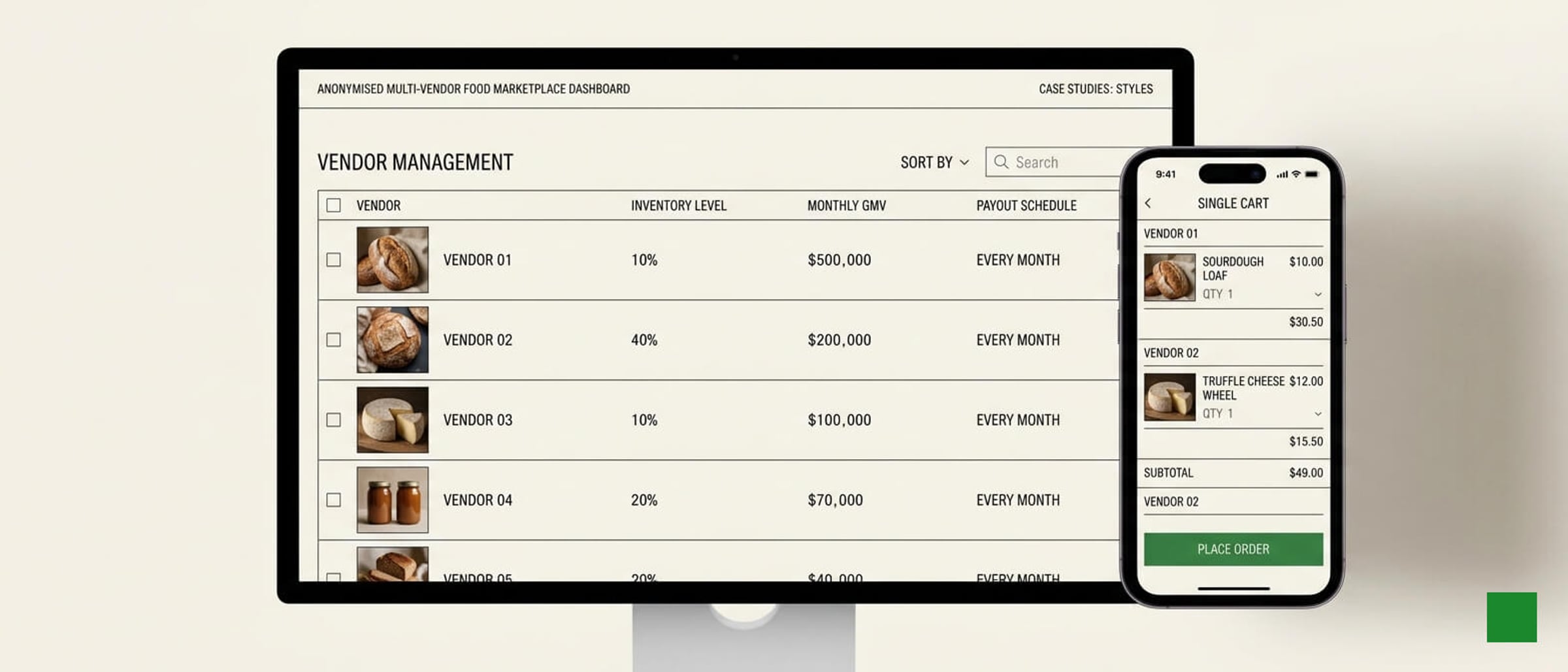 Food Marketplace — case study composition